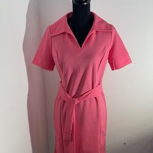 Nina Leonard Pink Shirt Dress with Tie Waist Size Small